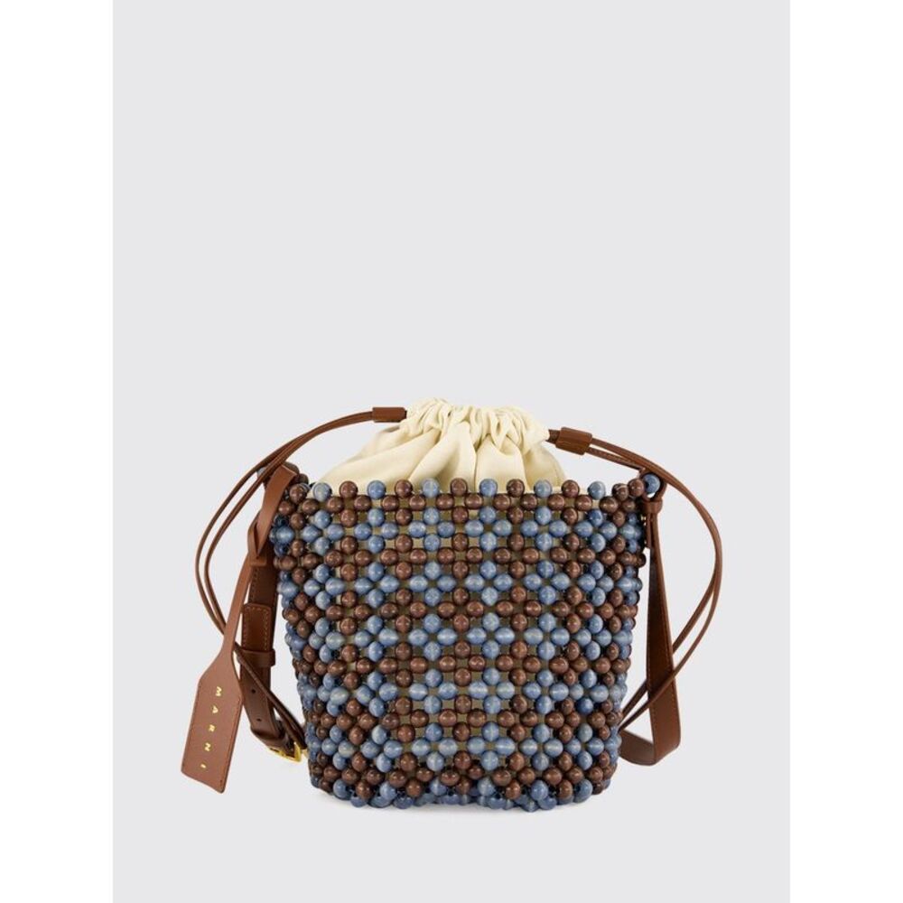 Marni Women Marni Wooden Bucket Bag With Abstract Embroidery And Drawstring
